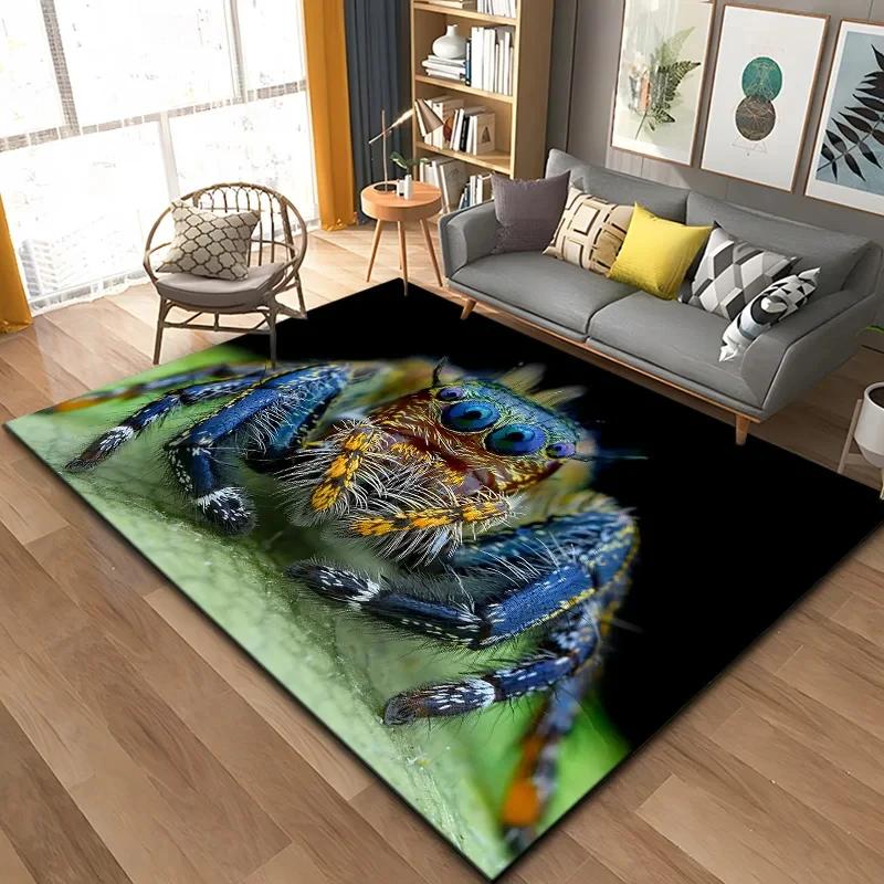 3D Spider Carpet Crawl Animal Rug Halloween Horror Mat Trick or Treat Rugs Teens Bedroom Floor Mat Festival Home Decor Doormat