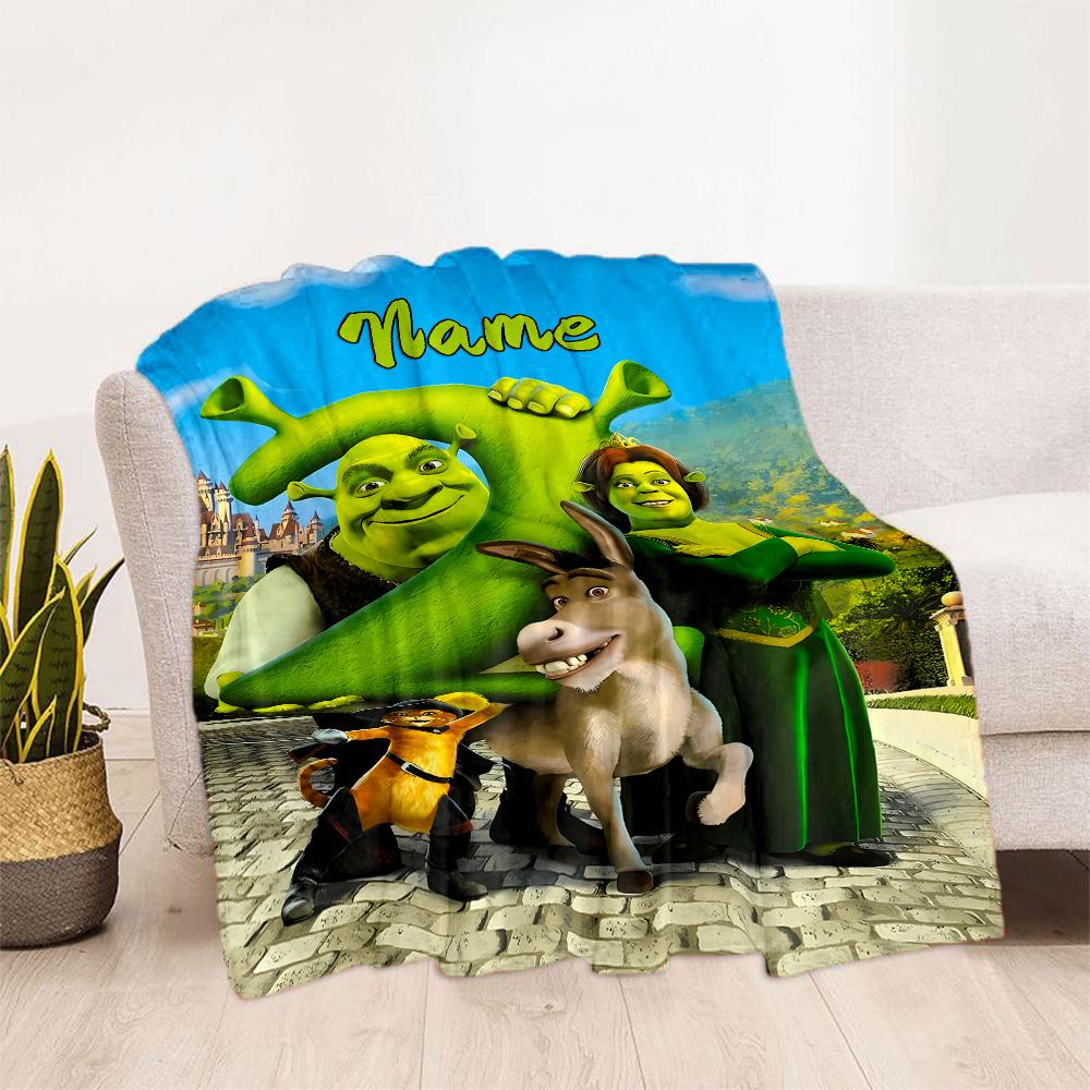 Coperta Avventura degli Amici di Shrek Comfort Durevole Adatta per Picnic Sedia da Ufficio Biancheria da Letto Universale per Quattro Stagioni Moderna