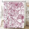 Vintage Floral Red Printed Bath Curtain Waterproof Decor Shower Curtain Home Decorations Decoration Window Treatment 81x72in (W