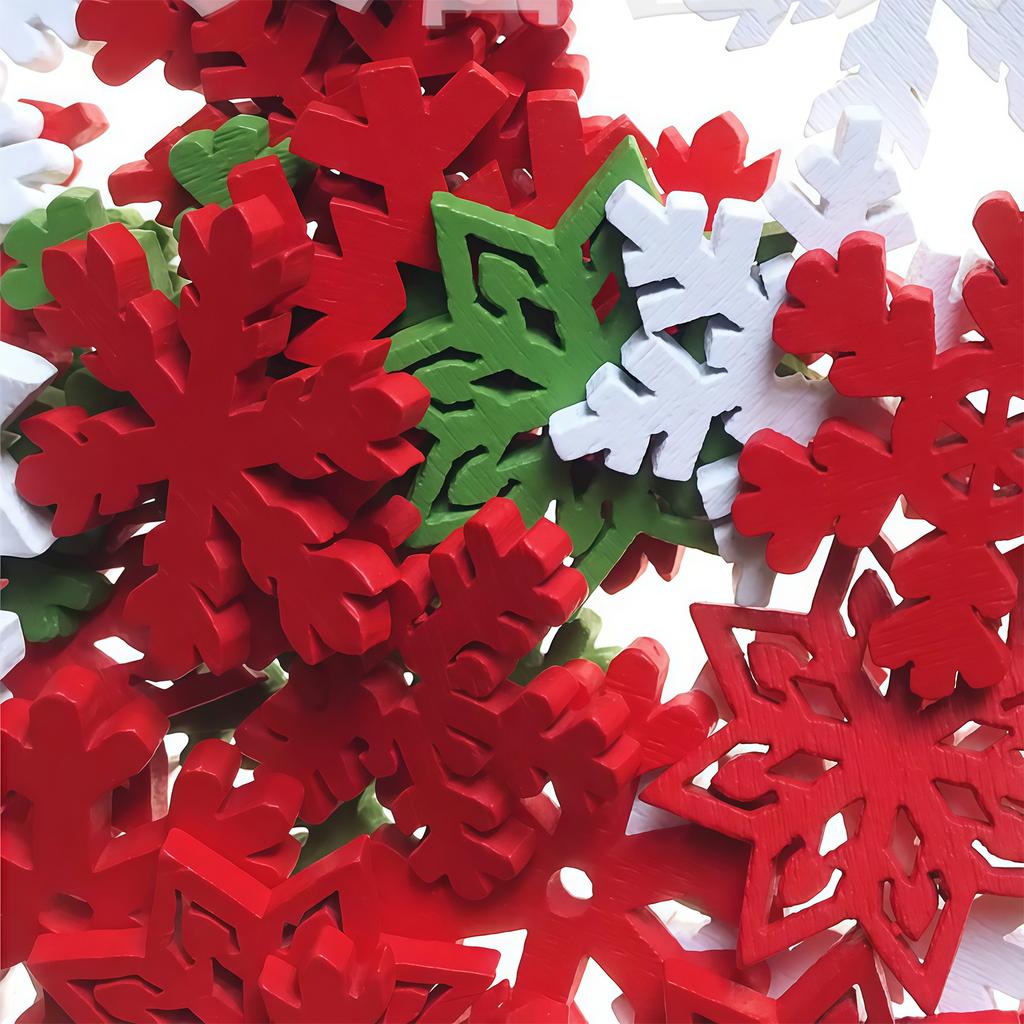 50pcs Wooden Snowflake Ornaments, Christmas Tree Decorations & Window/Door Accessories Snowflake Decorations for Handicrafts