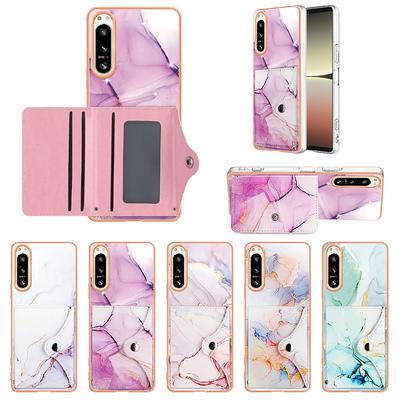 IMD-farbige Marmor-Telefonhülle mit Kartenhalter-Schlitzen für Sony Xperia 5 IV, 10 IV, 1 IV, LG Velvet, Nokia C31, C12, G21/G11, G20/G10, Google Pixel 8a, 6a, 7a ...