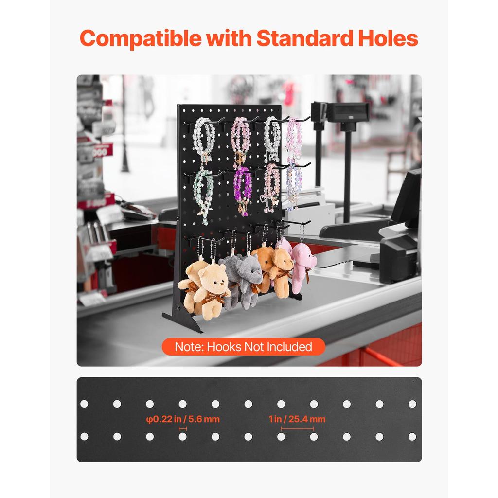 SucceBuy 4 st Hålplatta Displayställ 17x13 tum Bordsmodell Stål Hålplatta Panel Tillbehörshylla Organizer för Livsmedelsbutik Smyckesbutik