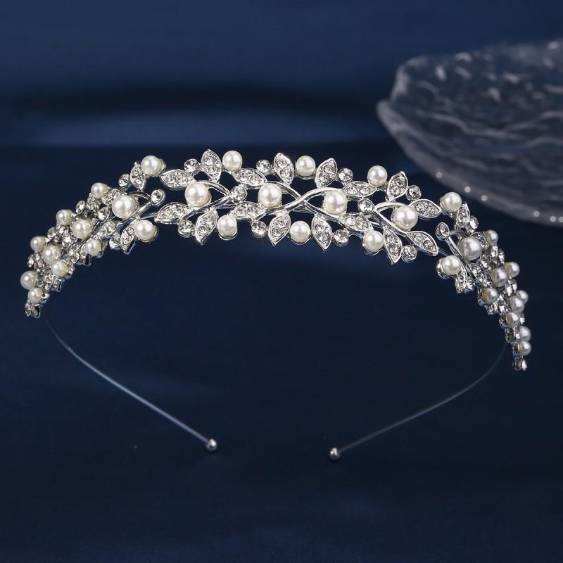 

Korean Alloy Rhinestones Wedding Headband Crown Bride Photography Online Celebrity Daily Hair Accessories Pearl