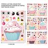 16Sheets Cute Cartoon Pink Cupcakes Puzzle Stickers Make A Face Diy Assemble Jigsaw Decals Birthday Party Decoration Supplies