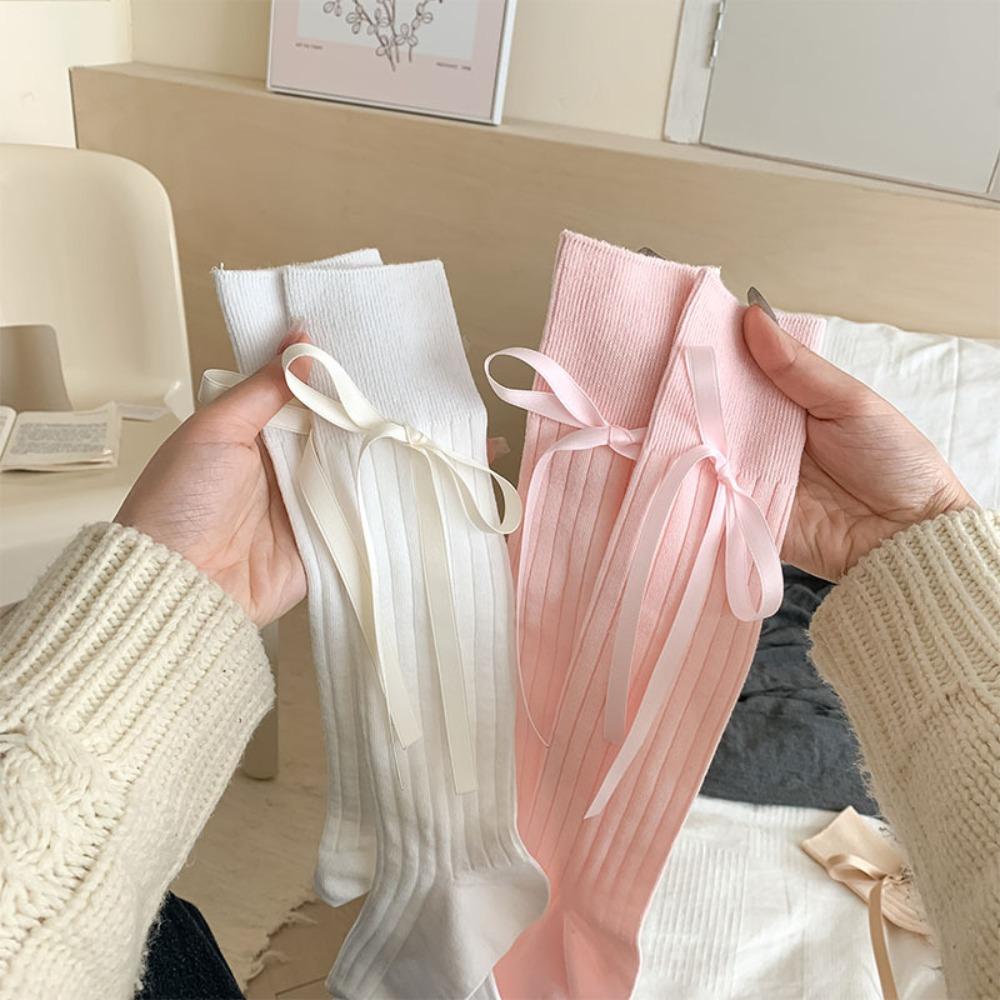 Personality Striped Long Socks Sweet Thin Girl Socks New Bow JK Stockings