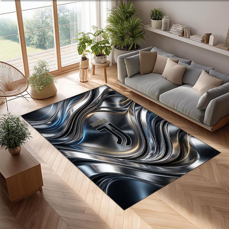 Juventus FC bedruckter Flanell-Teppich rutschfest weicher Polyester-Bodenbelag Indoor-Dekormatte für Schlafzimmer Wohnzimmer Sofa
