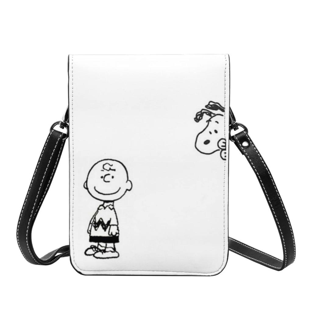 Snoopy Genuine Leather Smartphone Pouch Shoulder and Mini Popular Crossbody Bag [JMI] Bag, Thin, Women's Men's Pouch, Wallet,