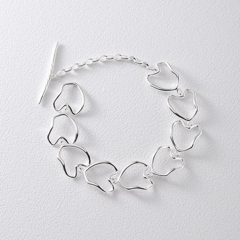 925 Sterling Silber Unregelmäßig Geformte OT Schnalle Hohl Liebe Armband Weibliche Einfache Nische Design Vielseitiges Armband