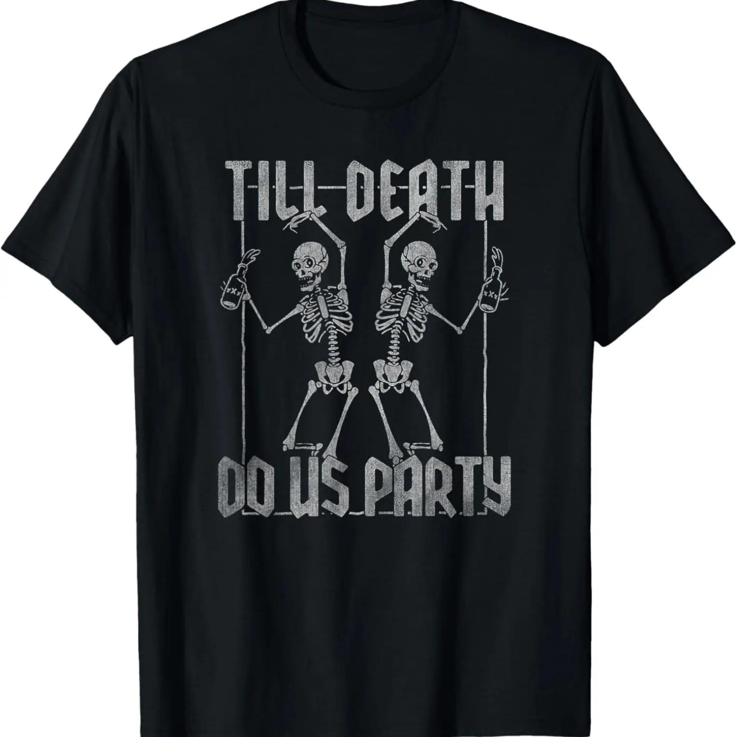 

Halloween Till Death Do Us Party Distressed Skeleton Dance T-Shirt XXXXXL чёрный