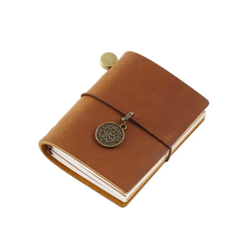 Fromthenon Traveler's Notebook Mini Loose-leaf Notebook Top Layer Leather Pocket Planner Notebooks for Students Stationery