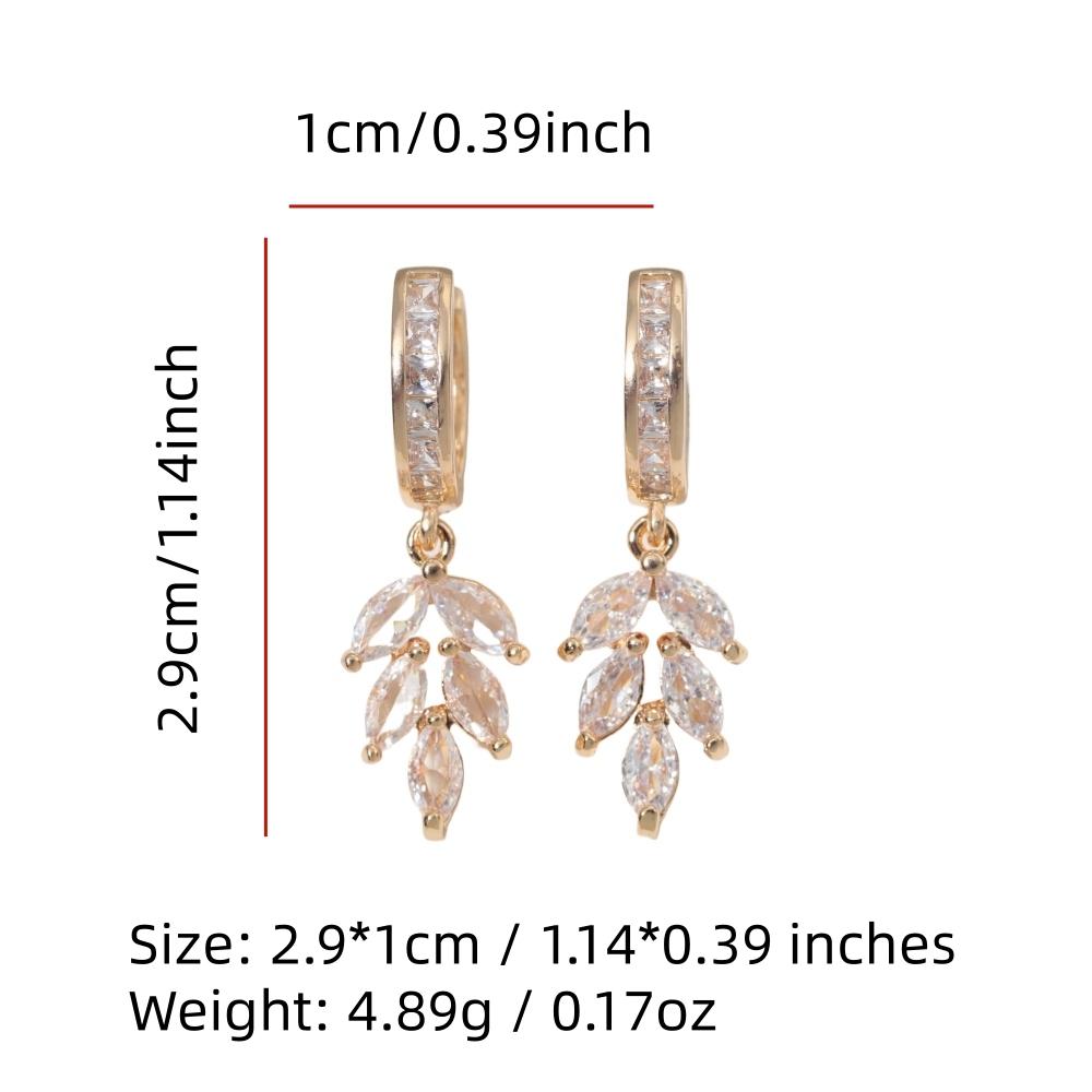 Luxury Leaves Zirconia Dangle Earrings for Women Jewelry