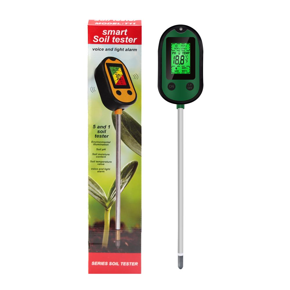 Boden-pH-Meter 4/5 in 1 Sonnenlicht-Hygrometer LCD Digital Gartenpflanze Blumen Temperaturmonitor Sensor Umweltfeuchte Testwerkzeug