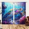 2 Panels Ocean World Turtle Pattern Window Curtains -  Heat-insulating   Suitable for Decorating Curtains in Various Rooms