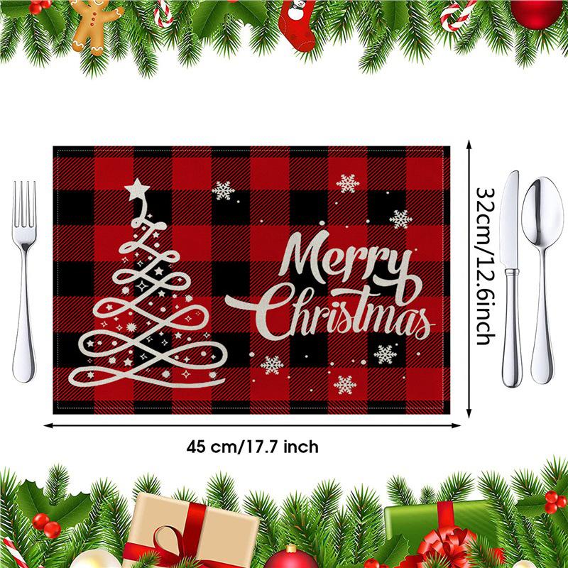 Christmas Cotton Linen Placemats - Heat Insulation Mats for Dining Table