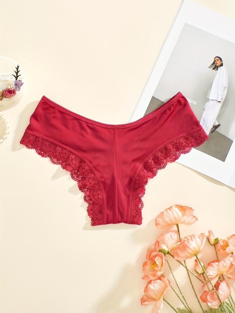 Lace Trim Hipster Panties, Cross Hollow Out Breathable Intimates Panties, Women's Lingerie & Underwear
