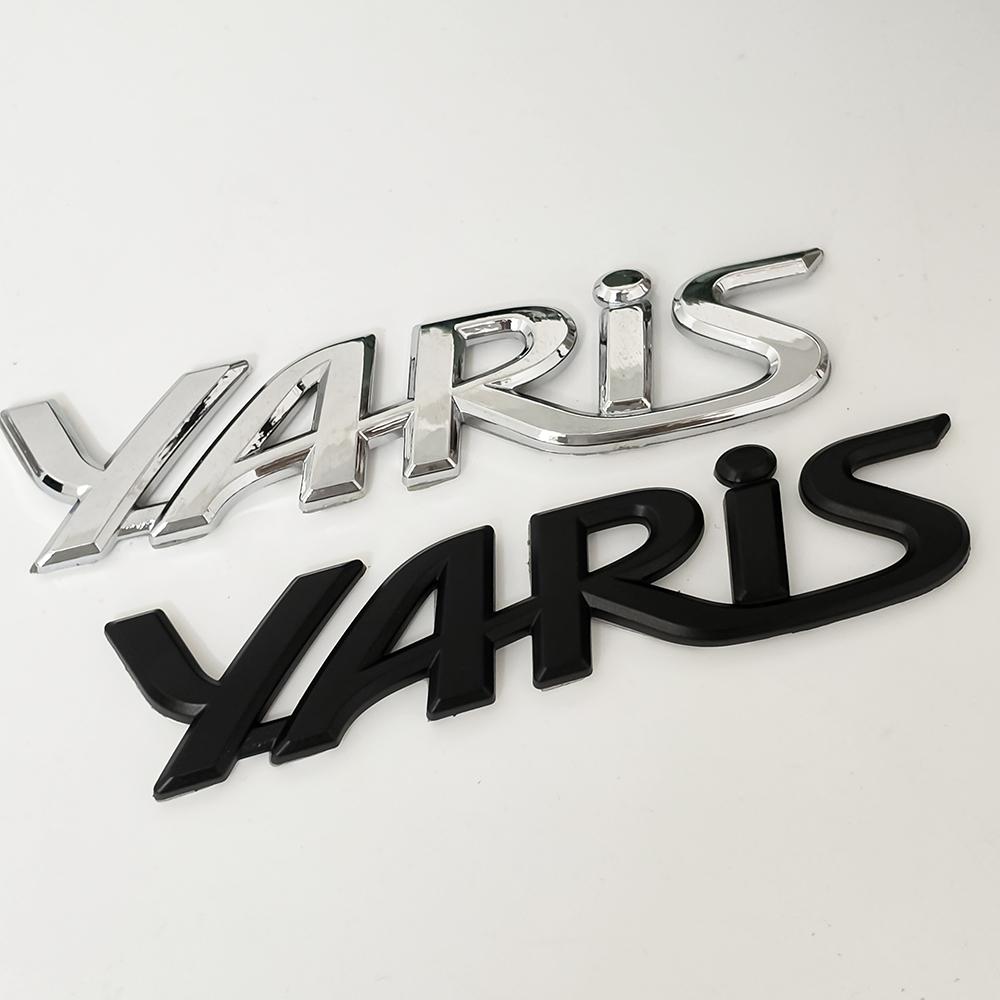 3D Chrome Matt Black Toyota Yaris Car Emblem Badge VBDF5 Sticker Rear Trunk Decal for Yaris XP90 XP130 Exterior Replacement