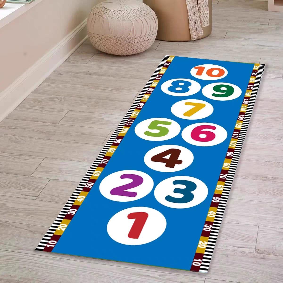 Children's Room Kindergarten Cartoon Game Jumping House Grid Carpet Bedroom Bedside Carpet Girls' Puzzle Anti slip Floor Mat