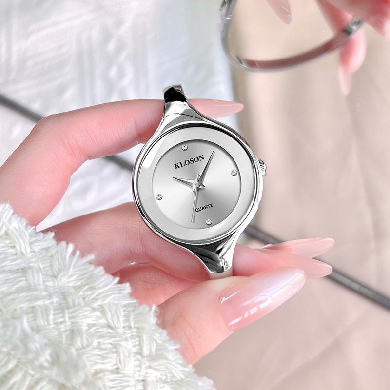 Lily There B Women's Silver Green Kloson Niche High-End Bracelet Watch, Small And Exquisite Watch, Simple And High-Value Quartz Watch