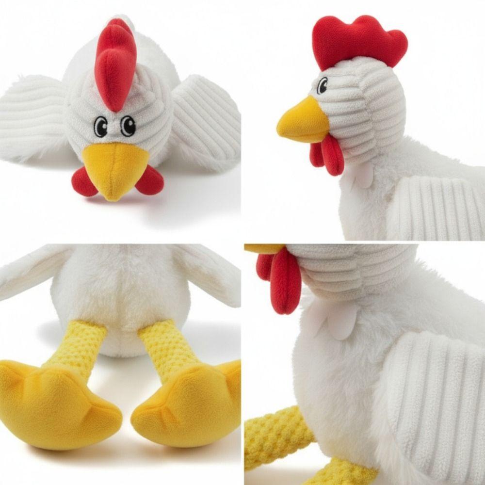 Cartoon Rooster Shape Squeaky Plush Dog Toys Chew-Resistant Dog Stuffed Chicken Toys  Cats
