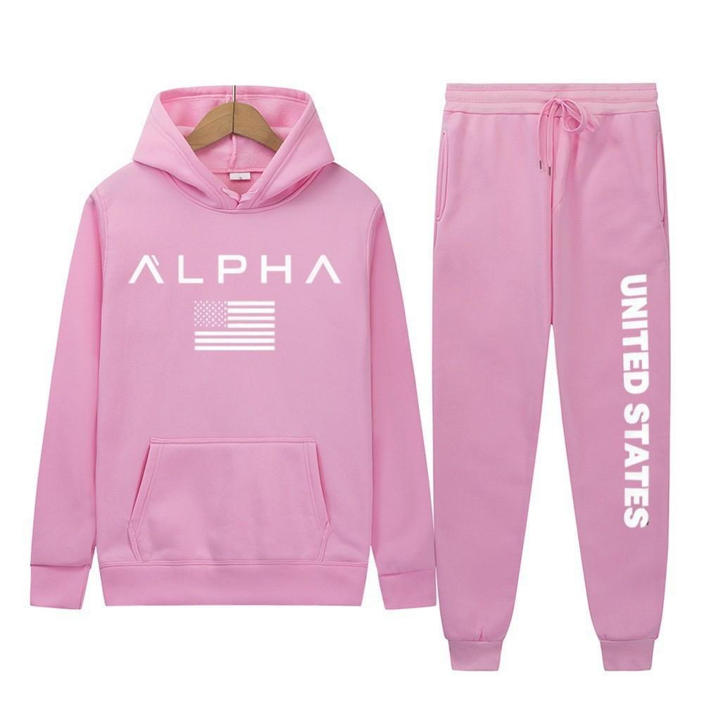 New letter printing two-piece hooded sweater autumn and winter men's casual sports hoodie men's