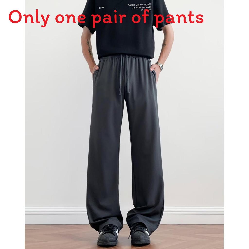 Summer Mens Wide Leg Pants With Ice Silk Fabric For Casual Wear Young Adults
