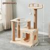 Solid Wood Multi-Layer Cat Climbing Frame with Space Capsule Bed and Shelf