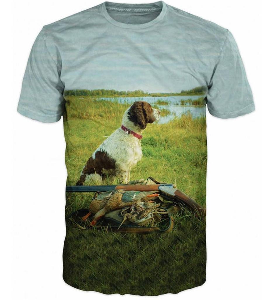 Summer Fashion Hound 3D Men's Shirt Summer Cool and Breathable Harajuku Style Children's Animal Round Neck Shirt