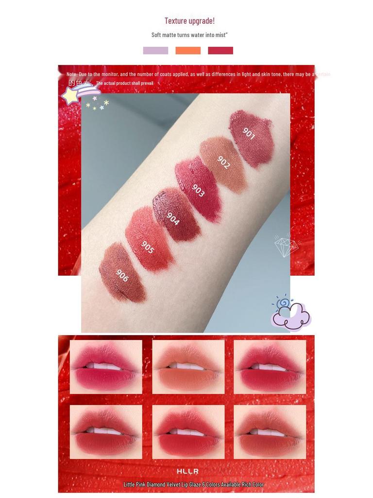 Pink Diamond Velvet Matte Lip Glaze - Feuchtigkeitsspendend, Aufhellend, Erfrischend, Langanhaltend, Nicht klebrig, Budgetfreundliche Lippenfarbe.