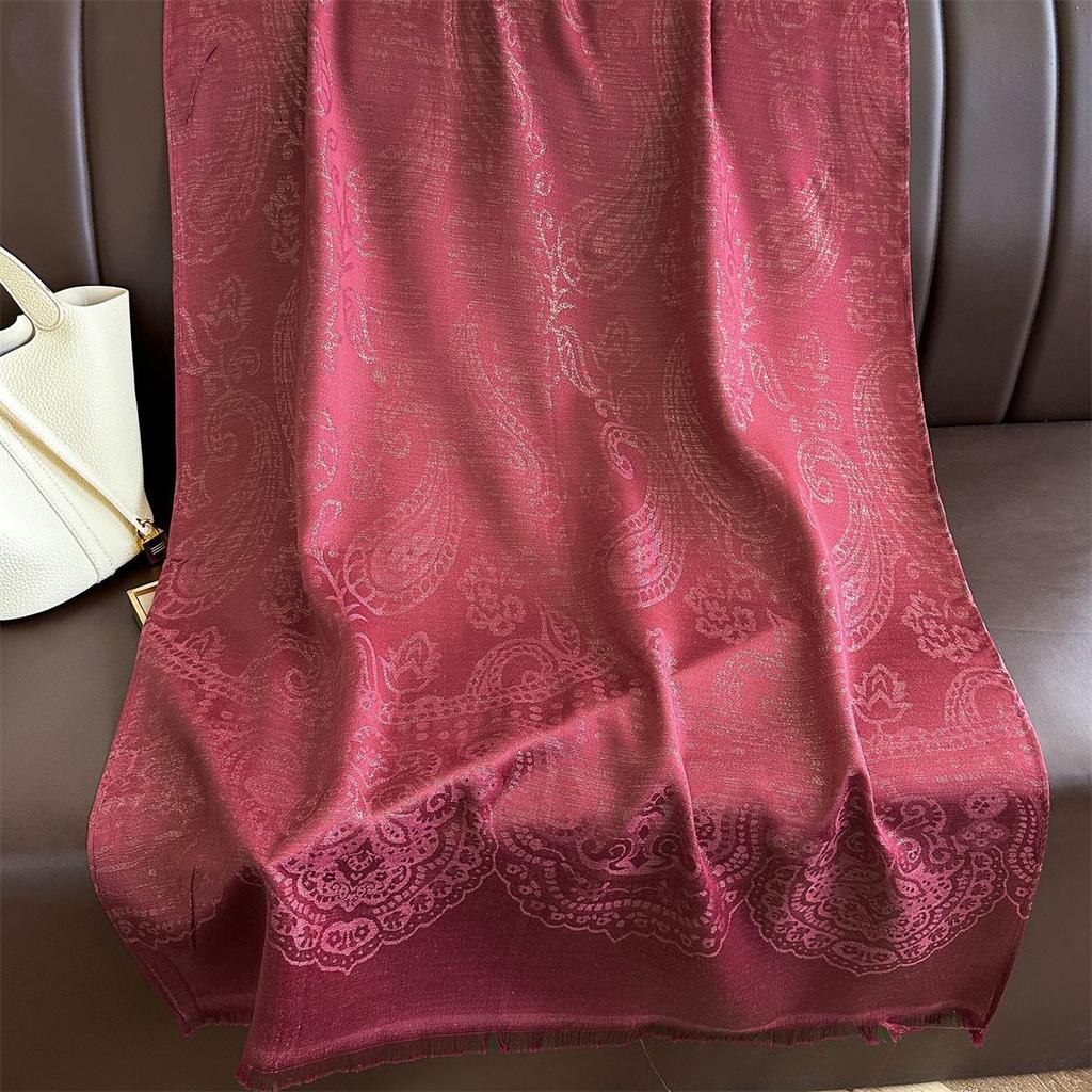 High-End Imitation Cashmere Jacquard Craft Scarf Autumn And Winter Ethnic Style Retro Versatile Warm Shawl Women