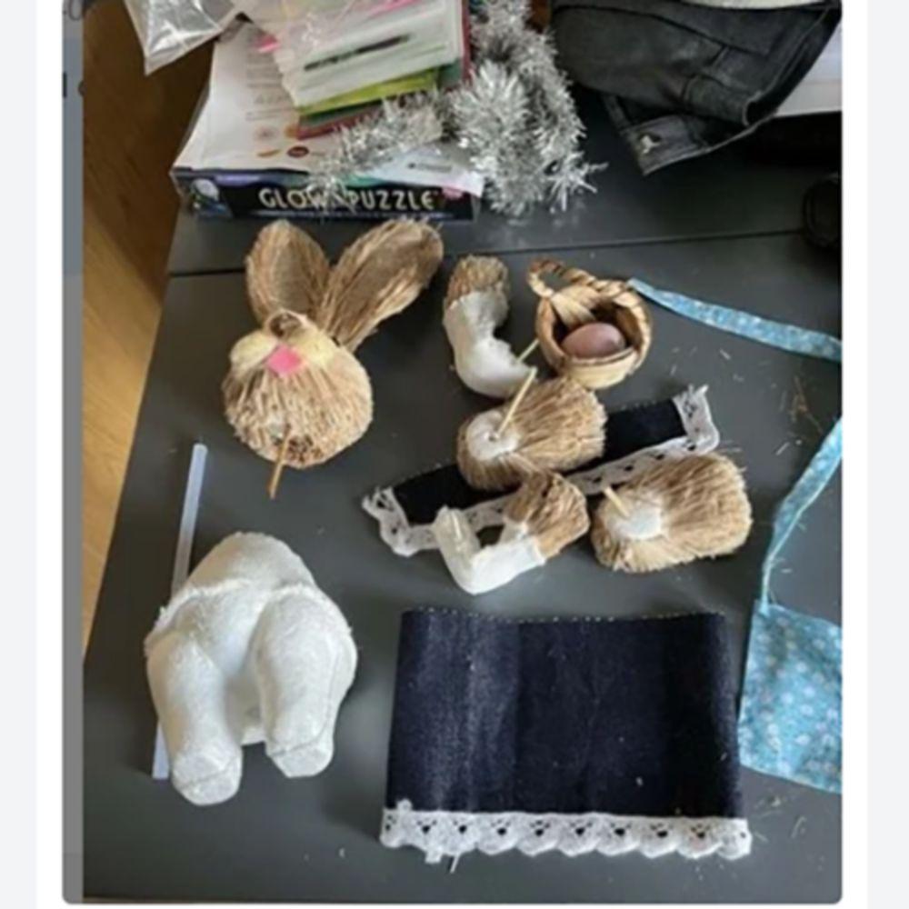 35cm Size Woven Bunny Handmade Craft Easter Decoration Bunny Figure  Garden Ornaments