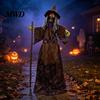 Motion Sensor Haunted Props Halloween Scary Animatronics Witch Decoration, Sound Activated Standing with Creepy Secret Room Accessories Voice, Horror