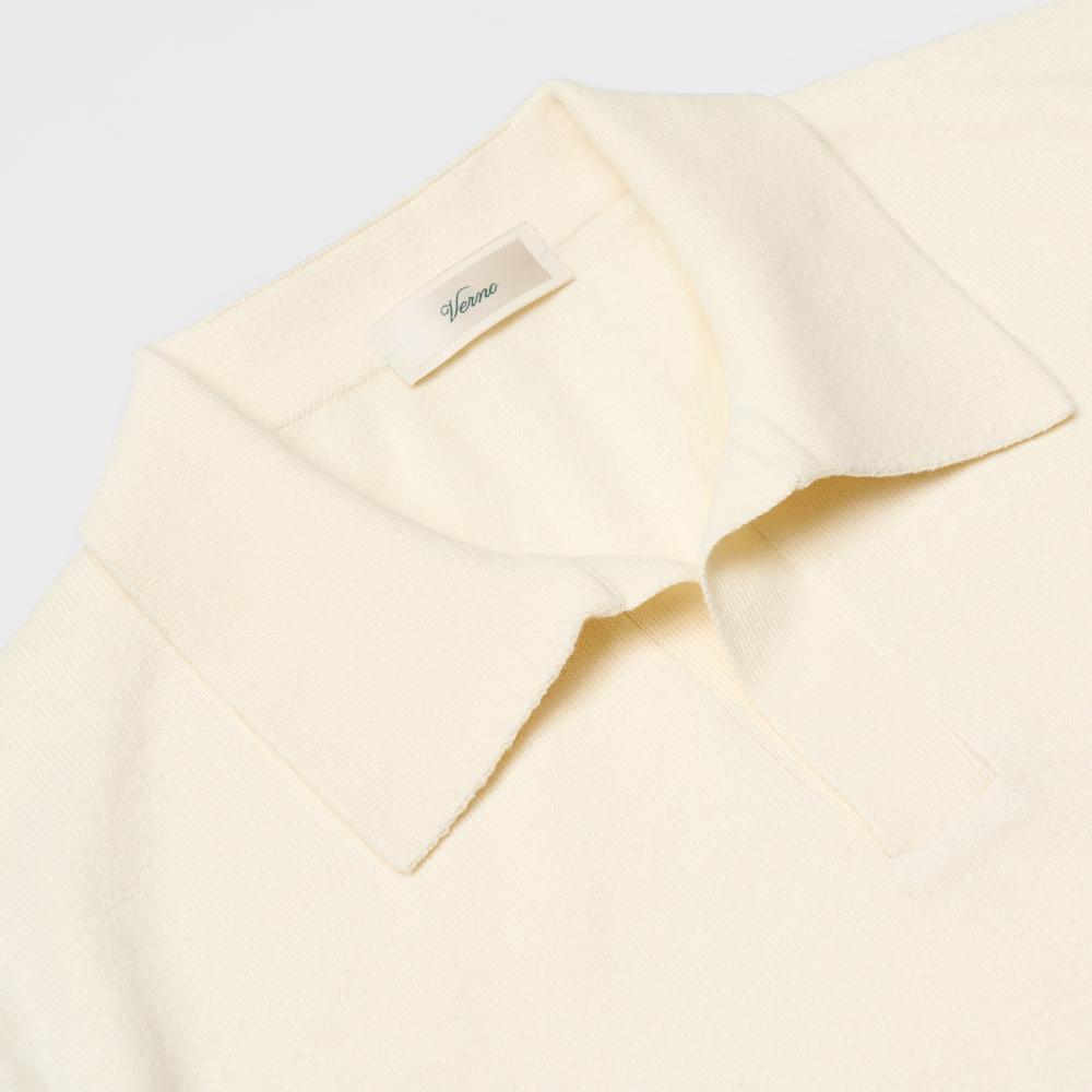 VERNO 24Ss Essential Open Collar Knit Ivory