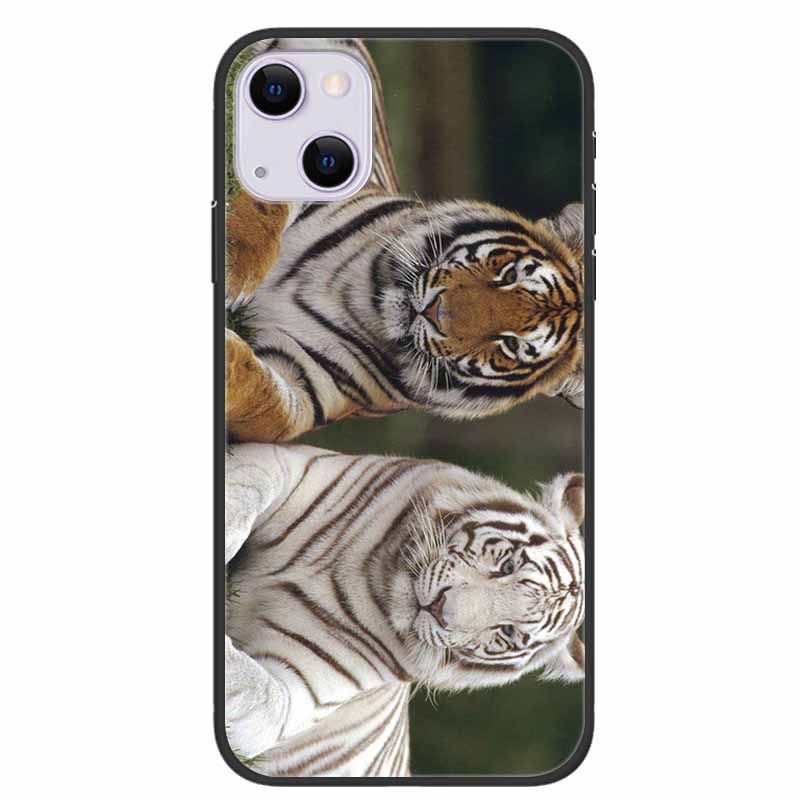 For iPhone 14/14 Plus Case Black Silicone Soft TPU Luxury Flower Animal Back Cover For iPhone 14/14 Plus New Shells for iPhone14