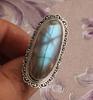Labradorit Edelstein Ring massiver Stein 925 Sterling Silber blauer Stein Ring für Damen Geschenkidee Edelstein Schmuck ca. 8,5 g