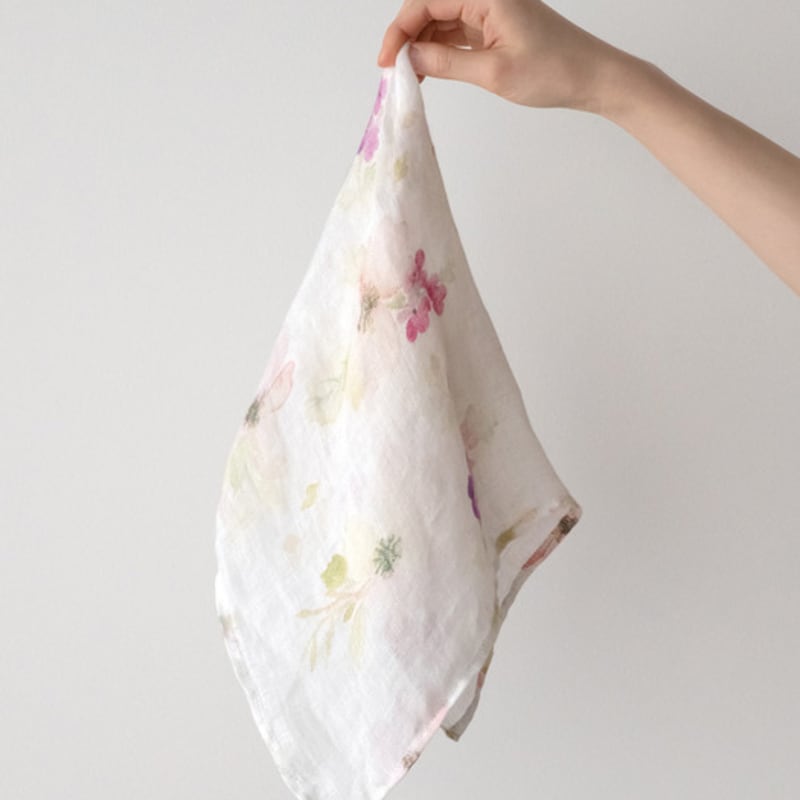 

LinoeLina Lithuanian Linen Handkerchief Petit Scarf Floral (Anemone) single