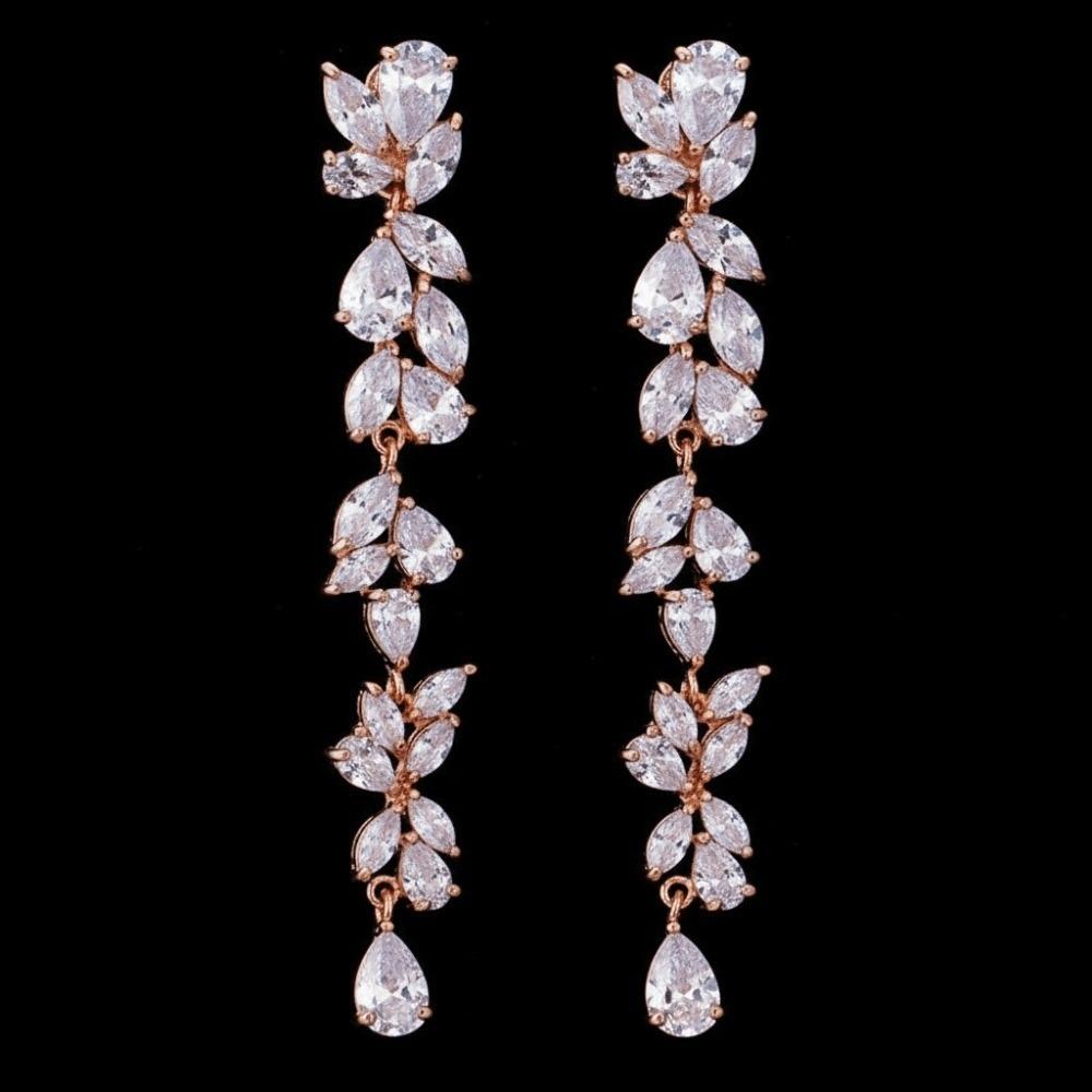 Shiny Crystal Leaf Shape Bracelet Silver Color Wristlet Plant Design Dangle Earrings  Gift Bangle