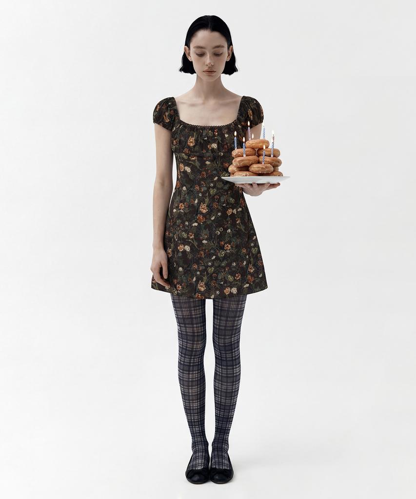 Lulu Seoul Urban Dream Mini Dress (Brown)