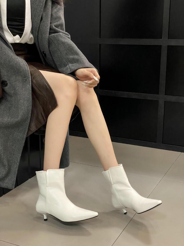 2025 Autumn New Pointed Thin Heel High Heel Temperament French Fashion Sexy Beautiful Women Short Boots