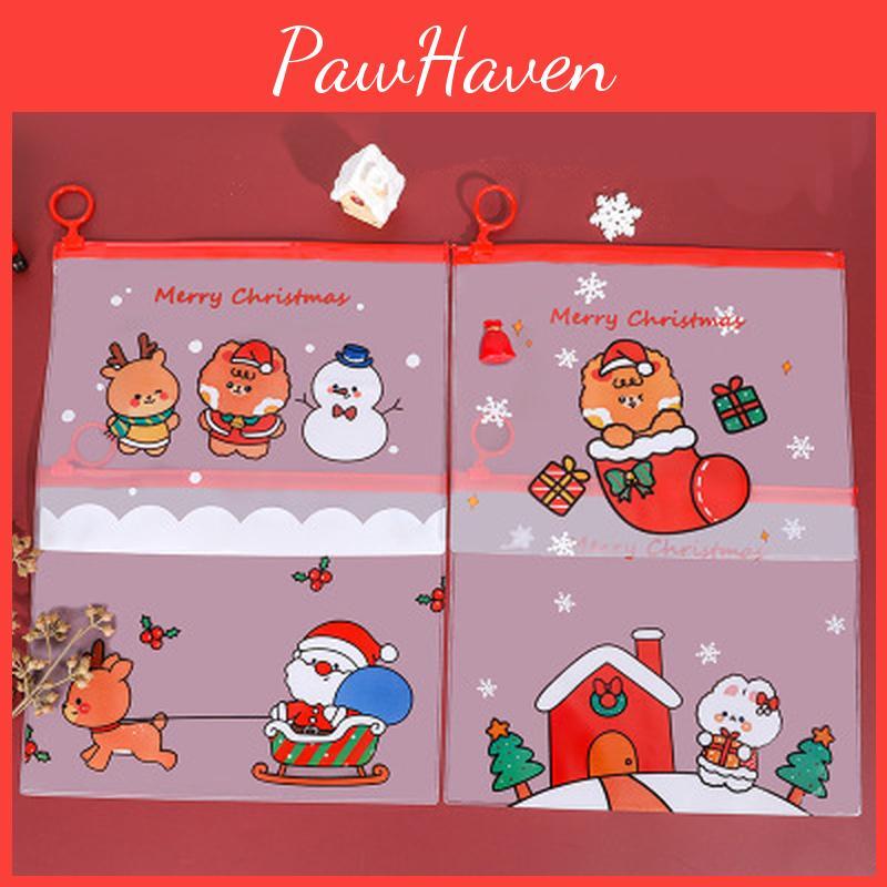 Festive Waterproof Pencil Pouch With Lovely Christmas Patterns For Student Supplies