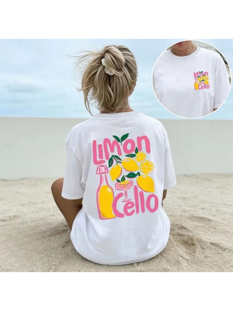 Unisexs Limoncello Lemon Print Tshirt Summer Vacation Casual Short Sleeve Fashion Tee Daily Wear Top Minimalist