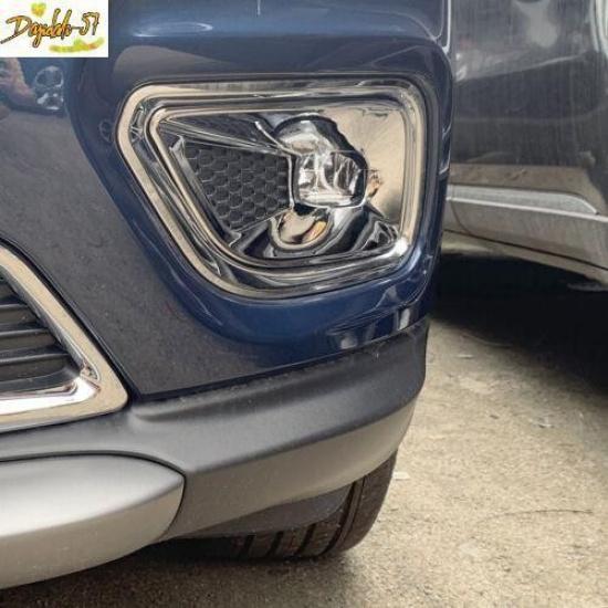 Pair Chrome For Jeep Cherokee + Front Fog Lamp Light Cover Trim Decor