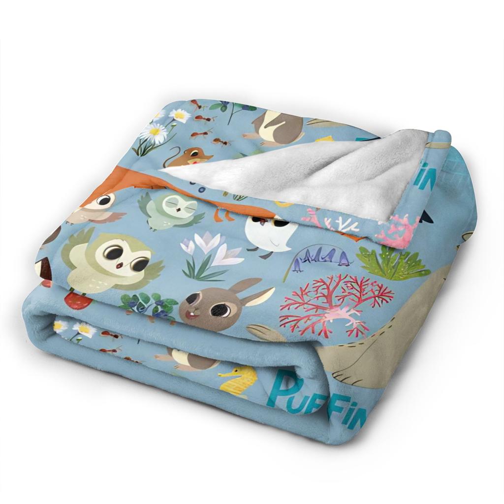 Puffin Rock Oona Baba Fashion Blankets Fleece Cartoon TV Watercolor Soft Throw Fashion Blanket for Bedding Throws Quilt Multi-function