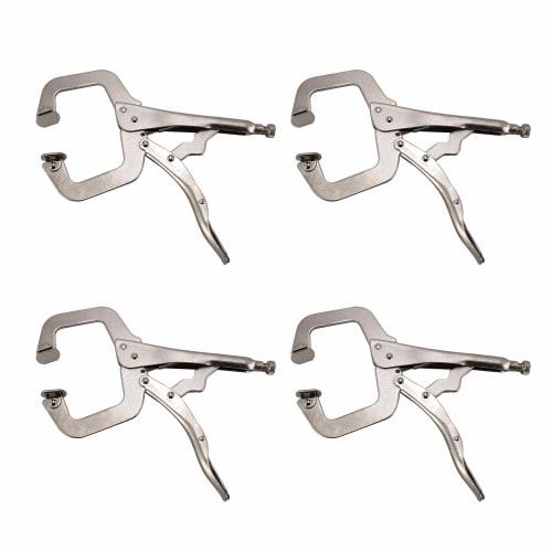 HFS(R) C-Shaped Locking Pliers, 4-Piece Set, Maximum Opening: 40mm, Adjustable C-Shaped Vise Pliers, Vise C Clamp, DIY Woodworking Tool, Fixing Tool