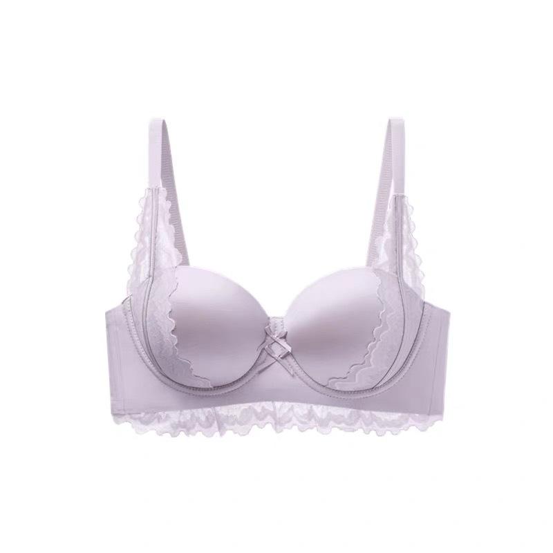 Damen Frühling und Sommer Reines Verlangen Sexy Spitze Verdickt Kleines Dekolleté Push-up Große Handflächenschale Flaches Dekolleté Spezielle Unterwäsche