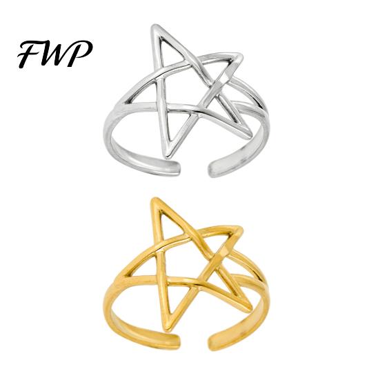 Hollow Star Shape Finger Ring Thumb Adjustable Opening Design Titanium Steel Band Versatile Jewelry Gift