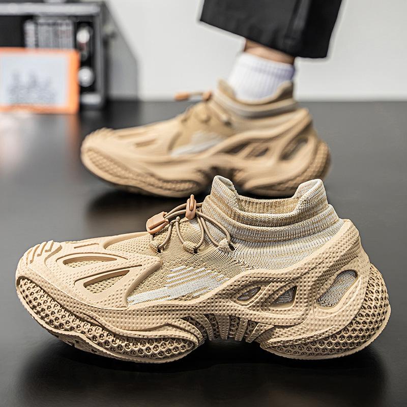 Men's Shoes Summer Breathable Mesh Fly-woven Mesh Shoes Men's New Trend Sports and Leisure Thick-soled One-pedal Socks Shoes