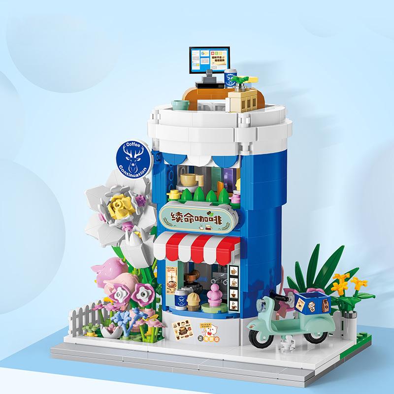 

Creative City Street View Town Lemon Tea Coffee Shop Construction Brick Maotai-Flavor Liquor Latte Cocktail Small Block Plaything For Gifts