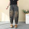 Blugi Brodați Retro Artistici Îmbrăcăminte Femeiască Primăvară Toamnă Largi Talie Înaltă Elastic Denim Pantaloni Casual Feminini