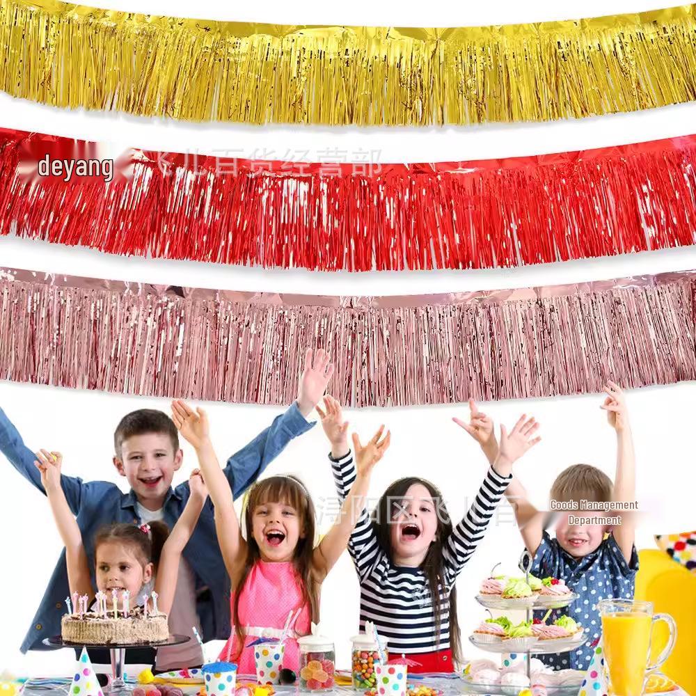 Verdickter Lametta-Vorhang-Banner: 3-Meter Partydekoration für Geburtstage, Hochzeiten und Abschlussfeiern
