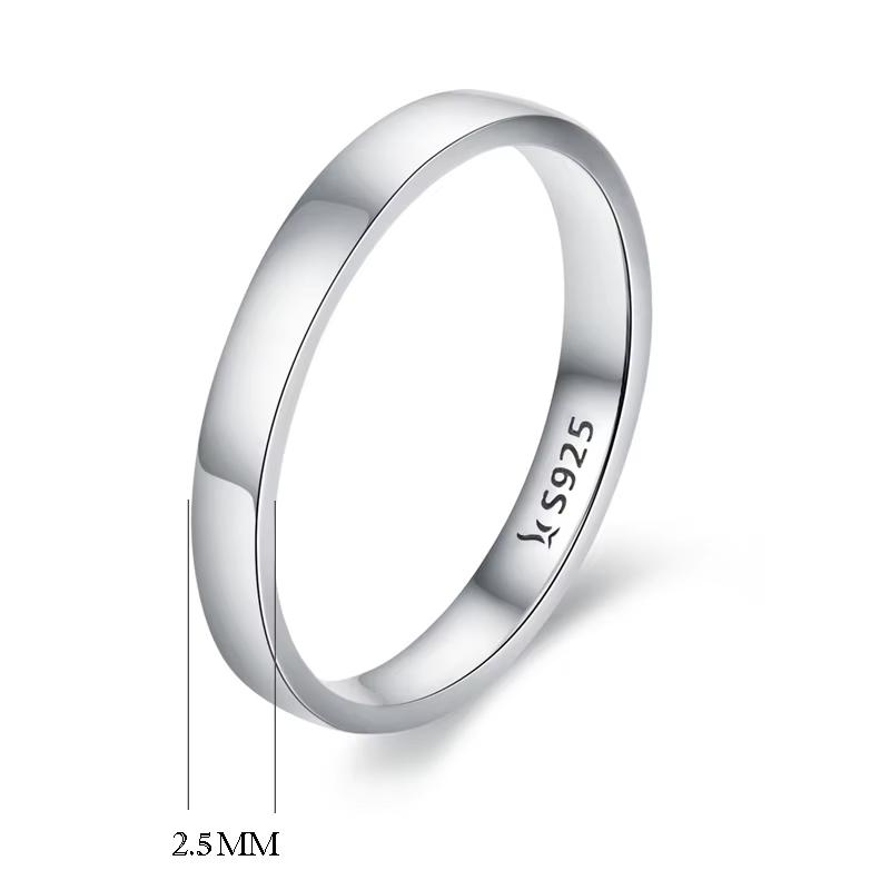 BAMOER High Quality 925 Sterling Silver Wedding Ring Classic Round Finger Ring Women Wedding Engagement Jewelry Gift SCR343